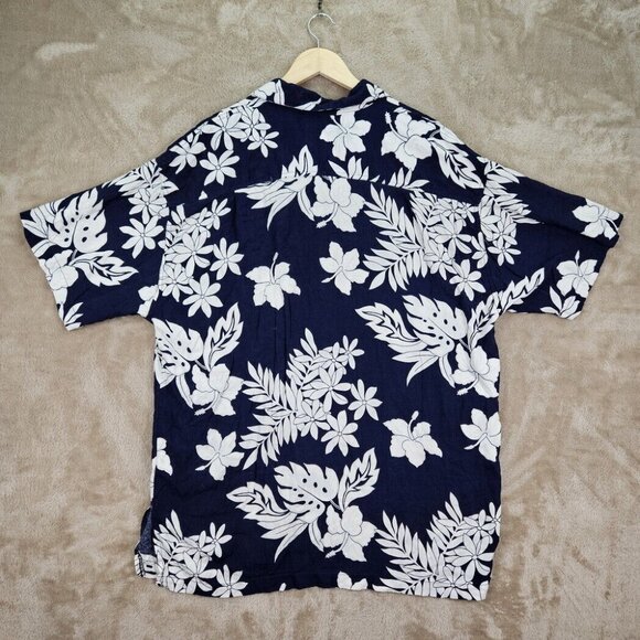 Island Stuff Shirt Mens Size 2XL Camp Shirt Floral Short Sleeve Button-Down Blue - Picture 2 of 10